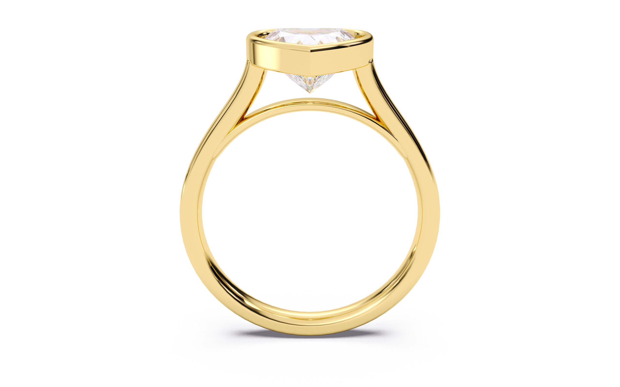 Heart Diamond Bezel Setting Solitaire Diamond Ring 3D print model_4