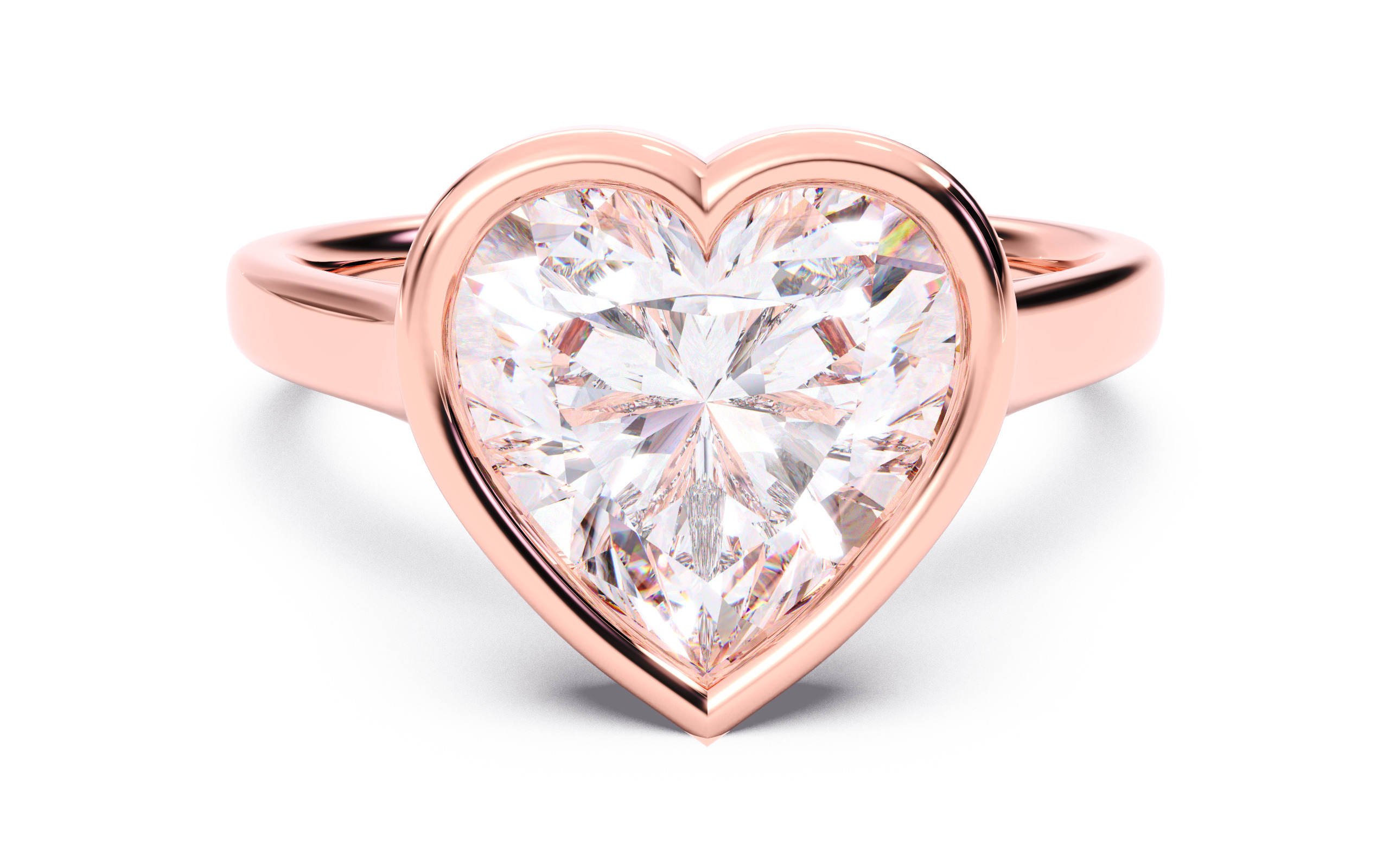 Heart Diamond Bezel Setting Solitaire Diamond Ring 3D print model_14