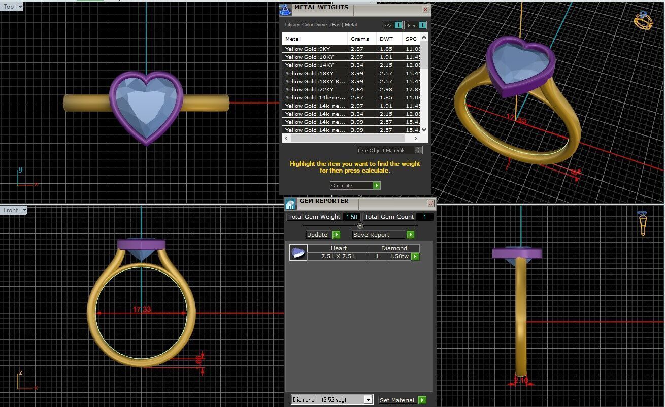 Heart Diamond Bezel Setting Solitaire Diamond Ring 3D print model_22