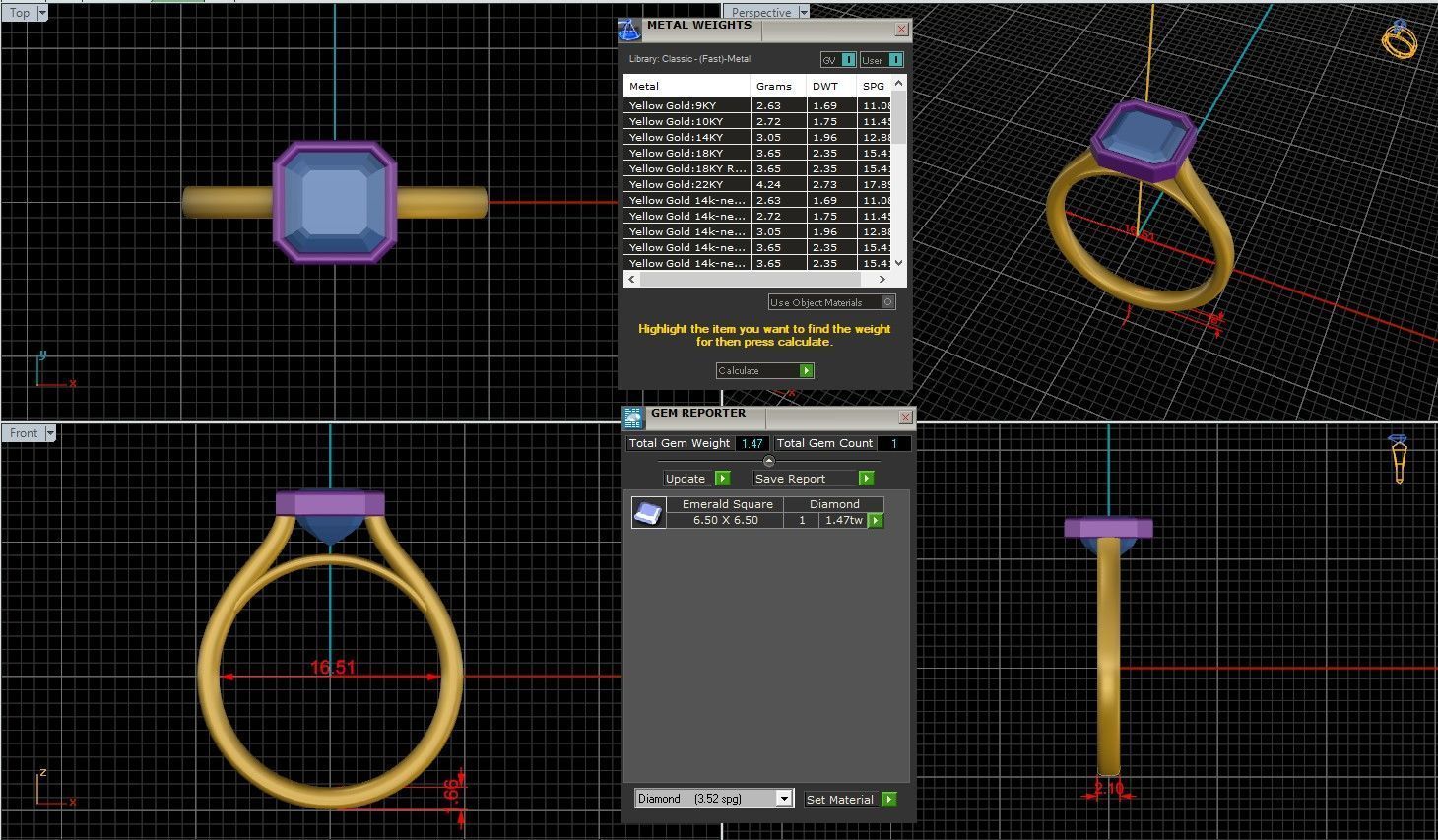 Asscher Diamond Bezel Setting Solitaire Diamond Ring 3D print model_3