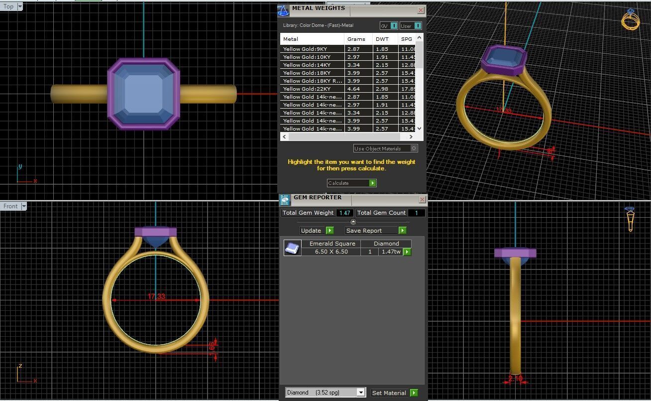 Asscher Diamond Bezel Setting Solitaire Diamond Ring 3D print model_25