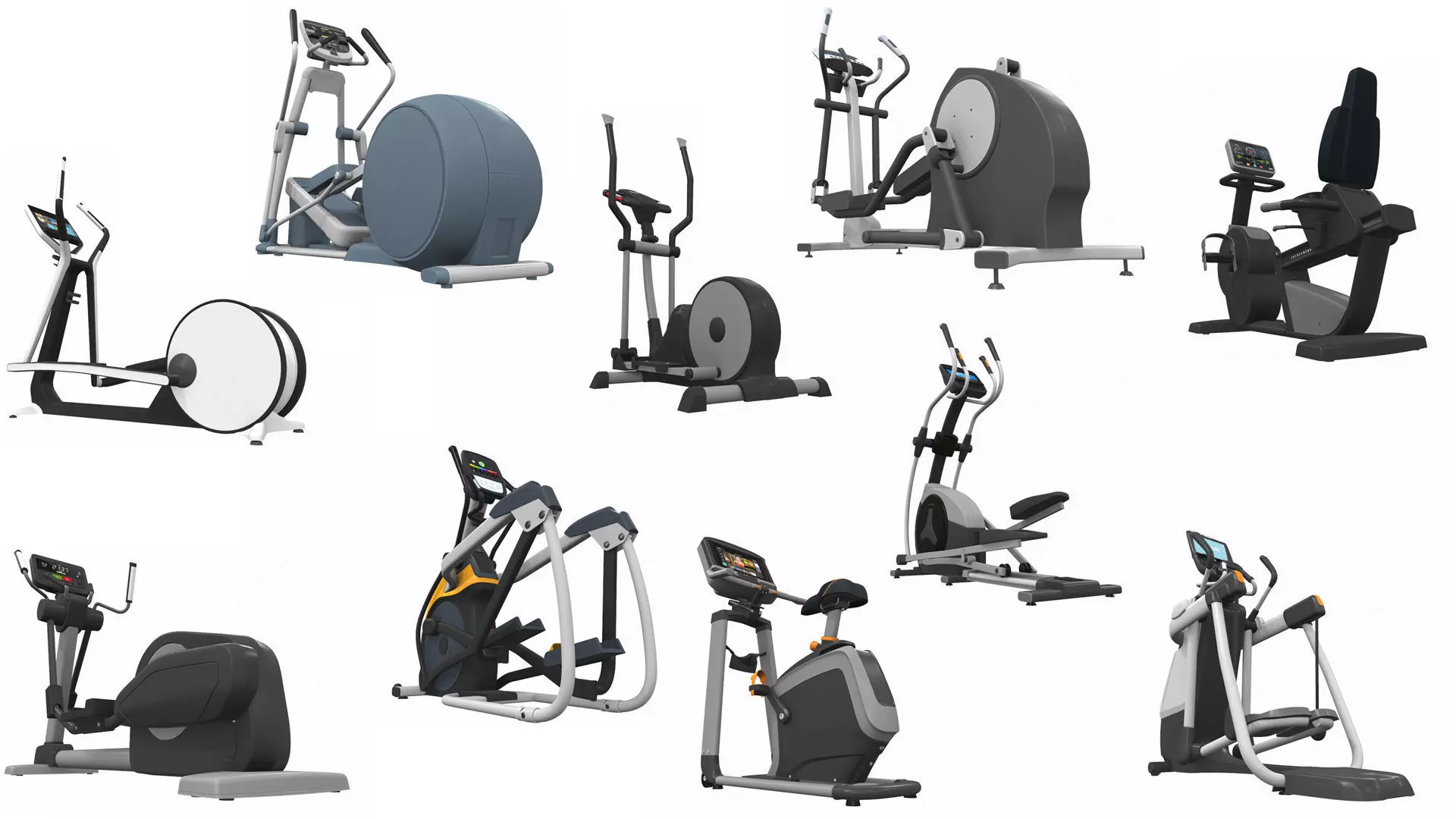 Exercise bike set 10 3D Model Collection_0