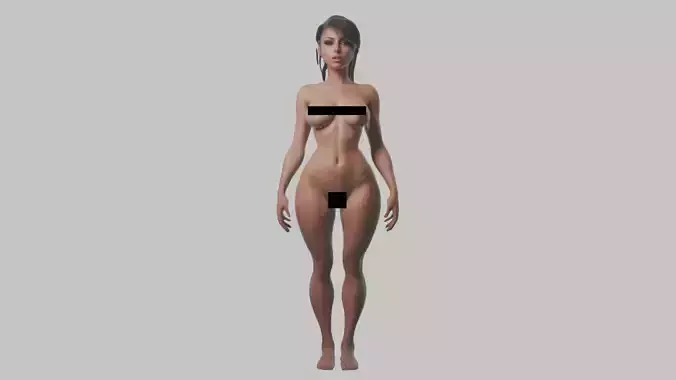 nude Realistic Rigged Animated Brunette Teen 19-year-old female Low-poly 3D model