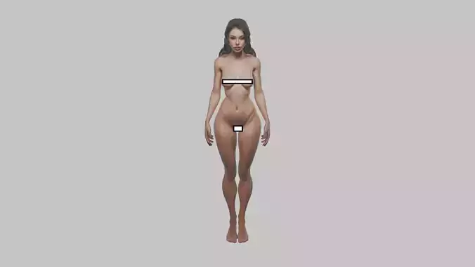 Realistic  Brunette Teen 19-year-old female breast Low-poly 3D model
