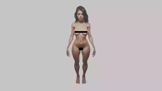 Realistic Rigged Animated Brunette Teen 19-year-old female Girl Low-poly 3D model