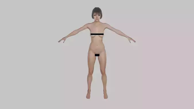 Realistic Rigged Animated Brunette Teen 19-year-old Pornstar Low-poly 3D model
