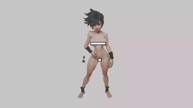 Realistic Brunette Teen 19-year-old female Breast nude girl Low-poly 3D model