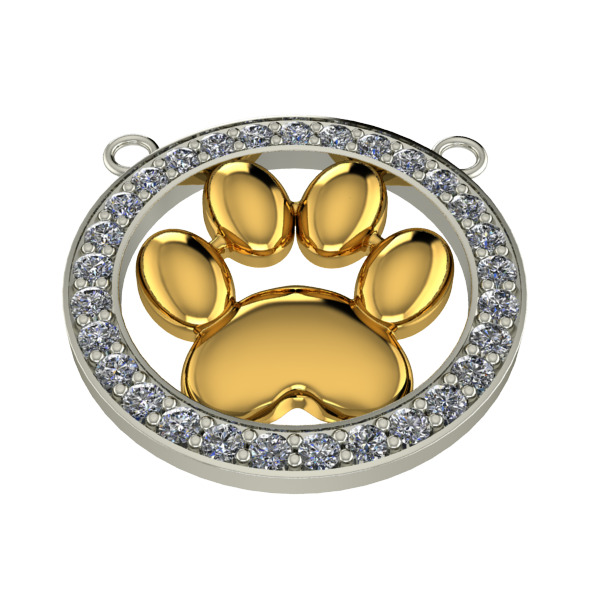 Dog Paw Print Pendant Hollow Footprint Necklace Memorial Jewelry 3D print model_11