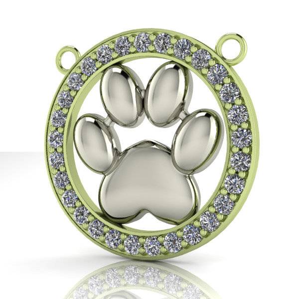 Dog Paw Print Pendant Hollow Footprint Necklace Memorial Jewelry 3D print model_6