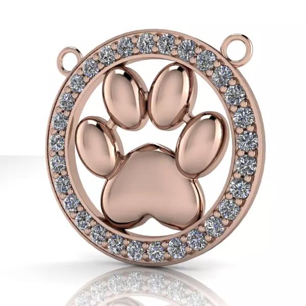 Dog Paw Print Pendant Hollow Footprint Necklace Memorial Jewelry 3D print model_0