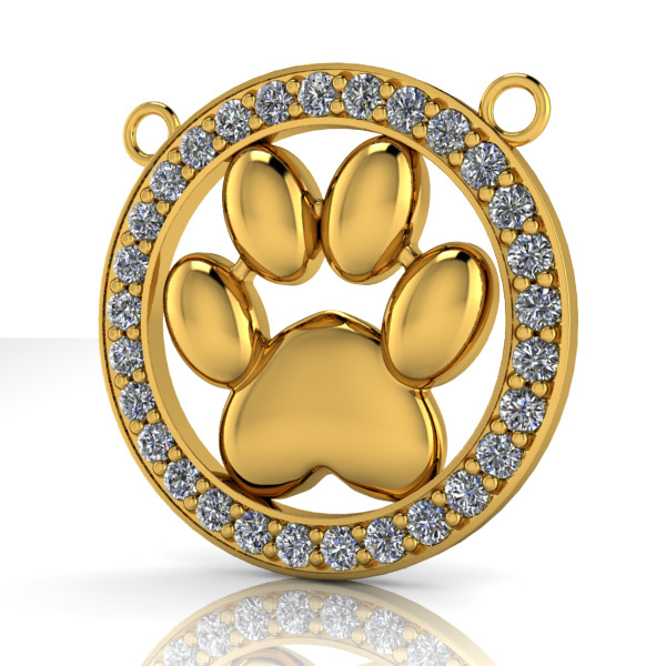 Dog Paw Print Pendant Hollow Footprint Necklace Memorial Jewelry 3D print model_1