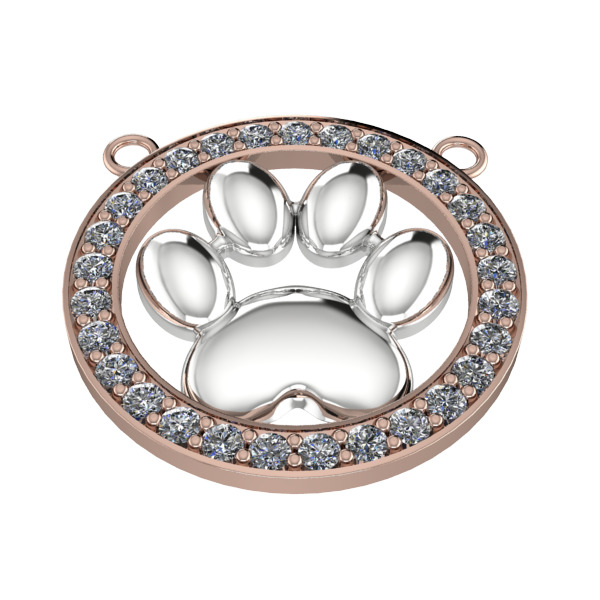Dog Paw Print Pendant Hollow Footprint Necklace Memorial Jewelry 3D print model_12