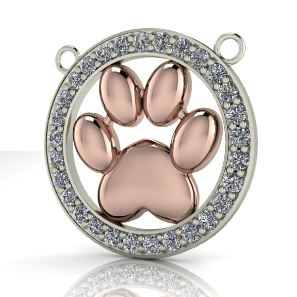 Dog Paw Print Pendant Hollow Footprint Necklace Memorial Jewelry 3D print model_7