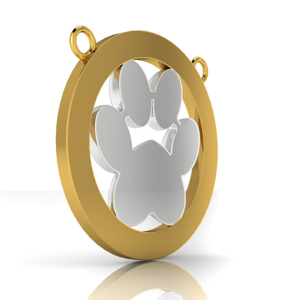 Dog Paw Print Pendant Hollow Footprint Necklace Memorial Jewelry 3D print model_9
