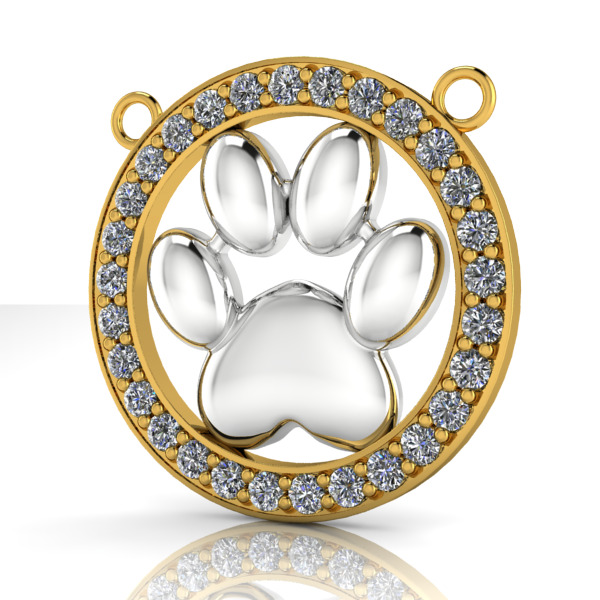 Dog Paw Print Pendant Hollow Footprint Necklace Memorial Jewelry 3D print model_8