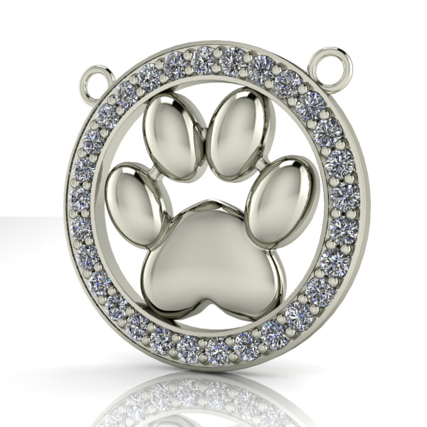 Dog Paw Print Pendant Hollow Footprint Necklace Memorial Jewelry 3D print model_5