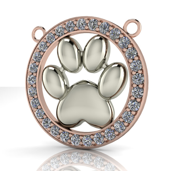 Dog Paw Print Pendant Hollow Footprint Necklace Memorial Jewelry 3D print model_3