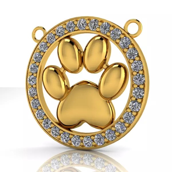 Dog Paw Print Pendant Hollow Footprint Necklace Memorial Jewelry 3D print model_0