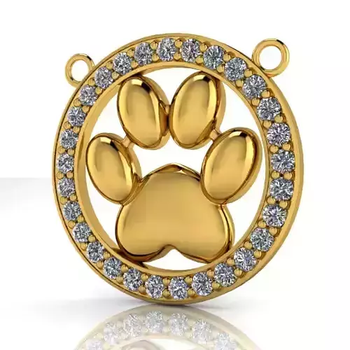 Dog Paw Print Pendant Hollow Footprint Necklace Memorial Jewelry 3D print model