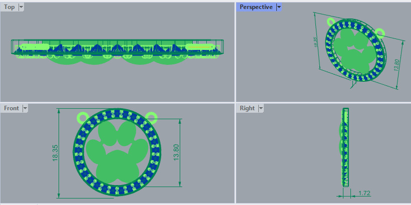 Dog Paw Print Pendant Hollow Footprint Necklace Memorial Jewelry 3D print model_16