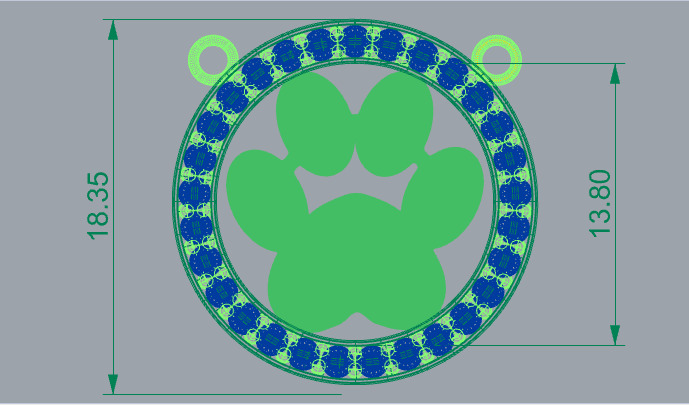 Dog Paw Print Pendant Hollow Footprint Necklace Memorial Jewelry 3D print model_14