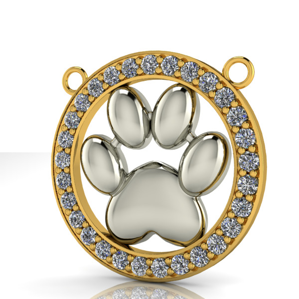 Dog Paw Print Pendant Hollow Footprint Necklace Memorial Jewelry 3D print model_1