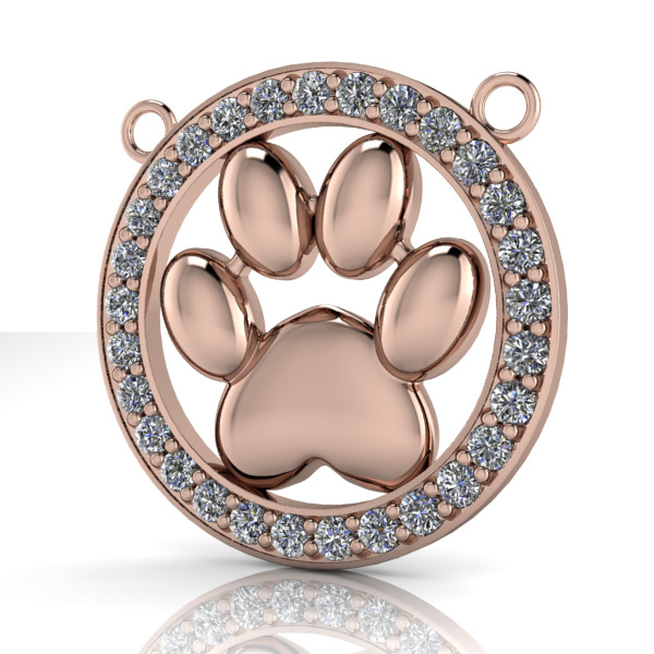 Dog Paw Print Pendant Hollow Footprint Necklace Memorial Jewelry 3D print model_7