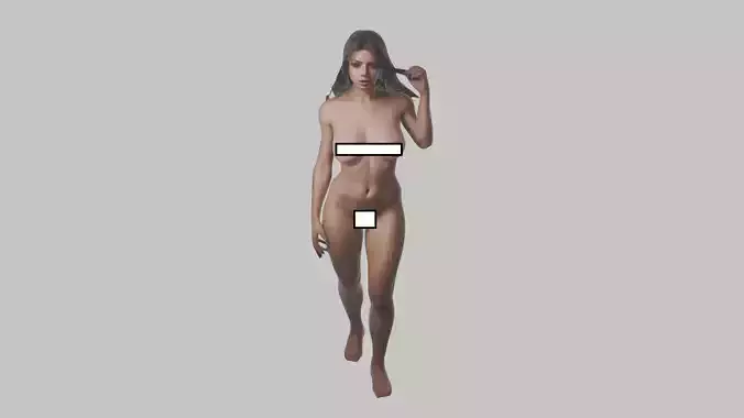 Pornstar Girl beautiful Brunette busty breast nude Low-poly 3D model