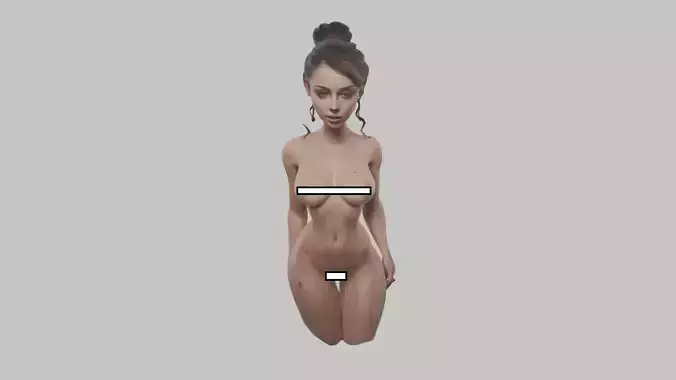Pornstar Girl beautiful Naked Woman Free low-poly 3D model