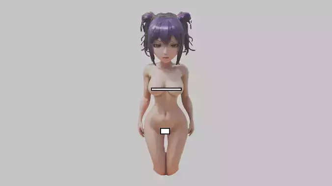 Asian Anime Pornstar Hentai Japanese Nude Girl Low-poly 3D model