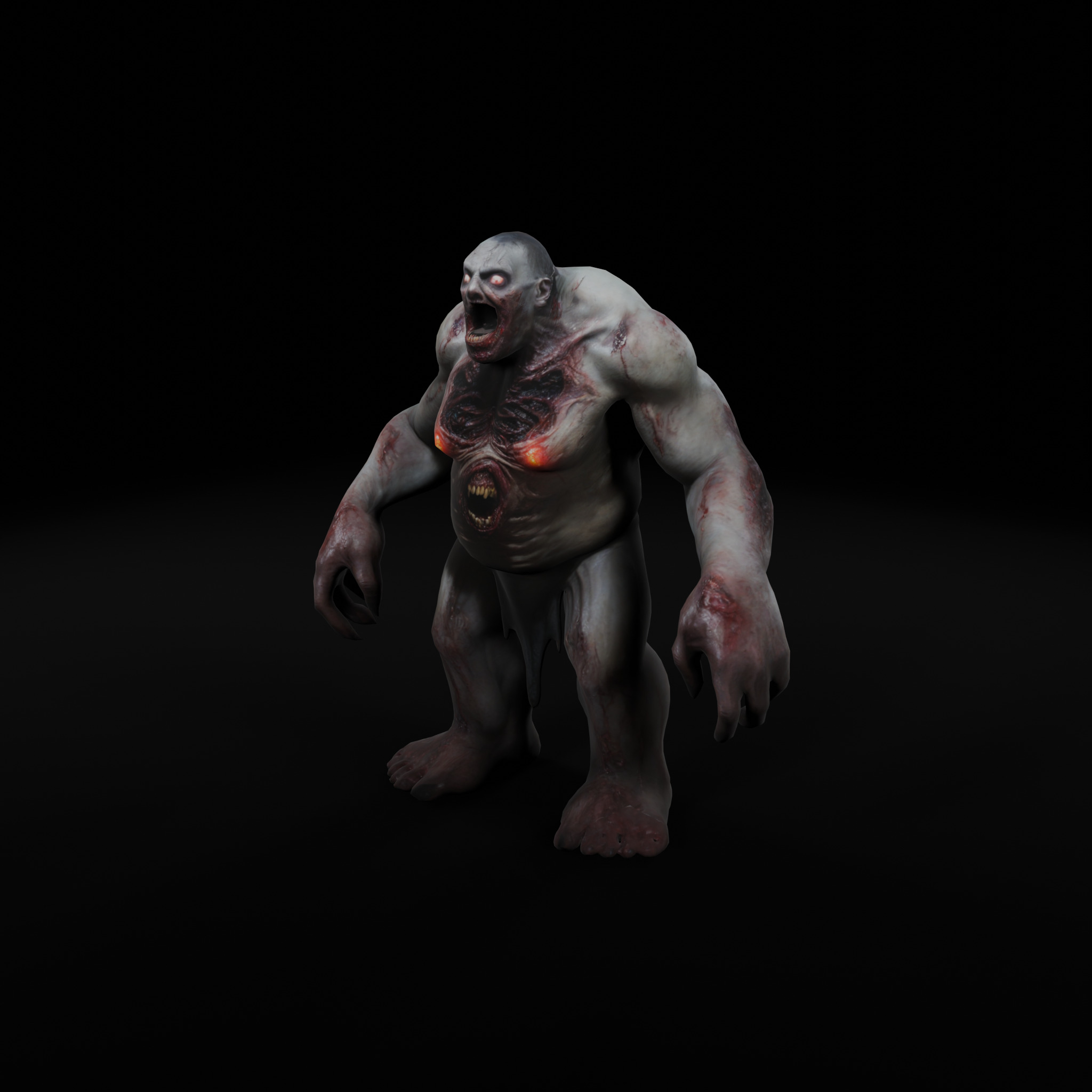 Bulky Male Zombie - Low Poly Ready for Rigging Low-poly 3D model_1