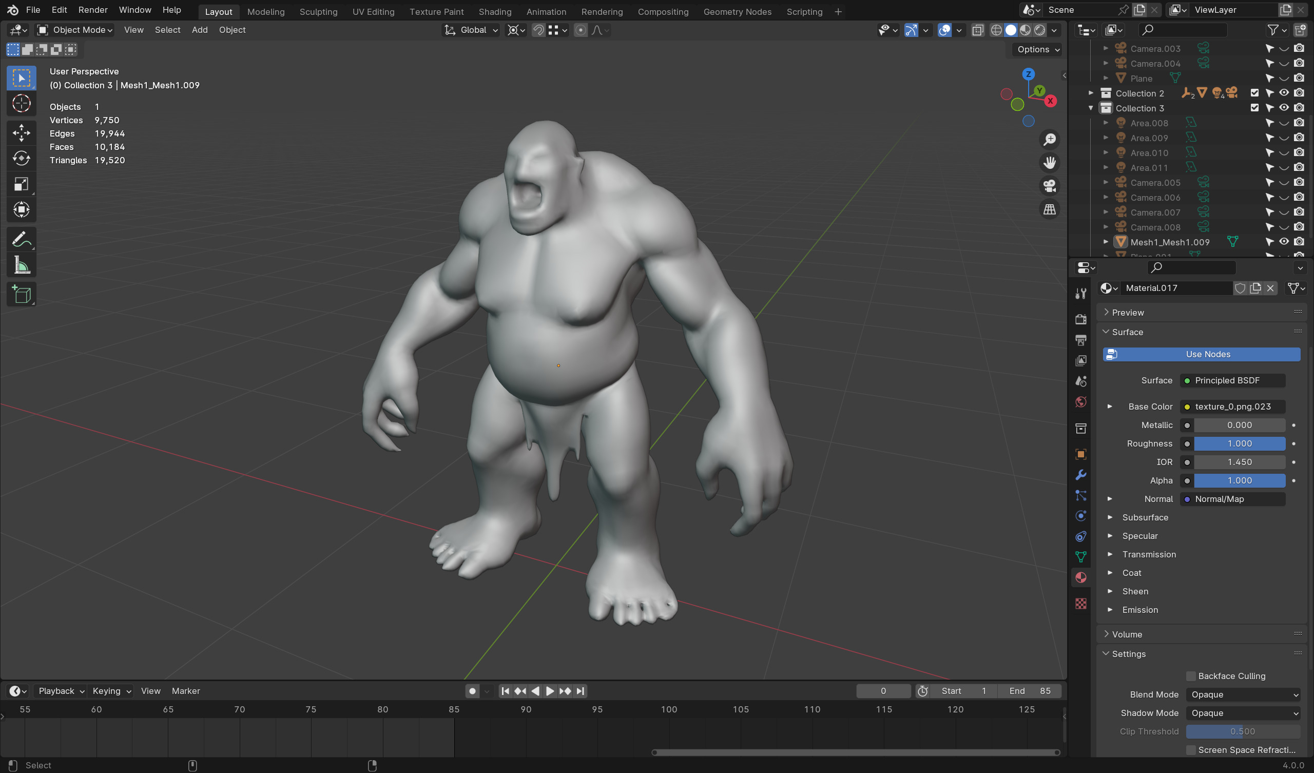 Bulky Male Zombie - Low Poly Ready for Rigging Low-poly 3D model_7