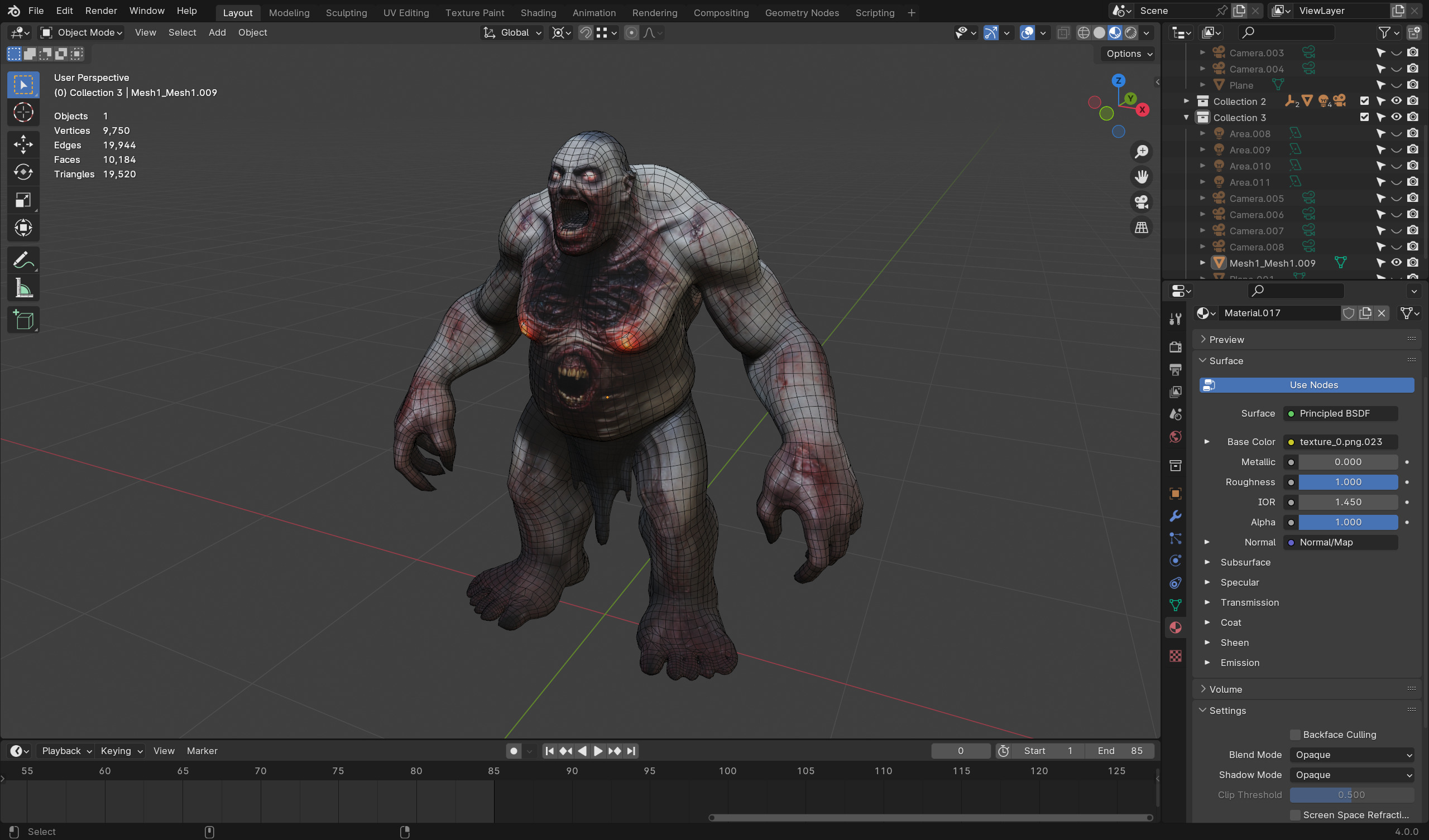 Bulky Male Zombie - Low Poly Ready for Rigging Low-poly 3D model_5
