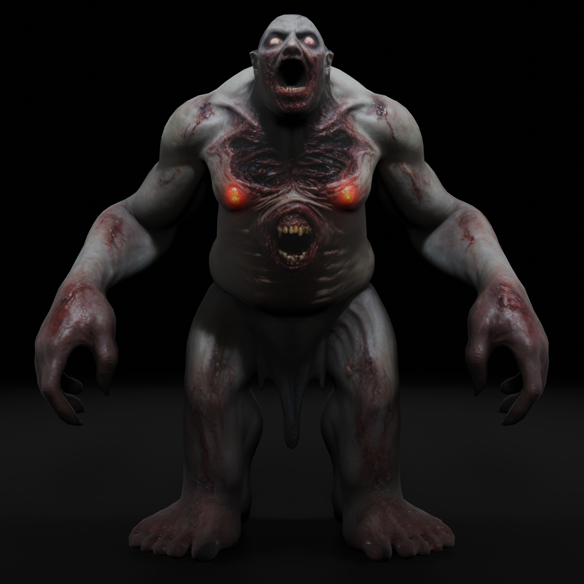 Bulky Male Zombie - Low Poly Ready for Rigging Low-poly 3D model_3