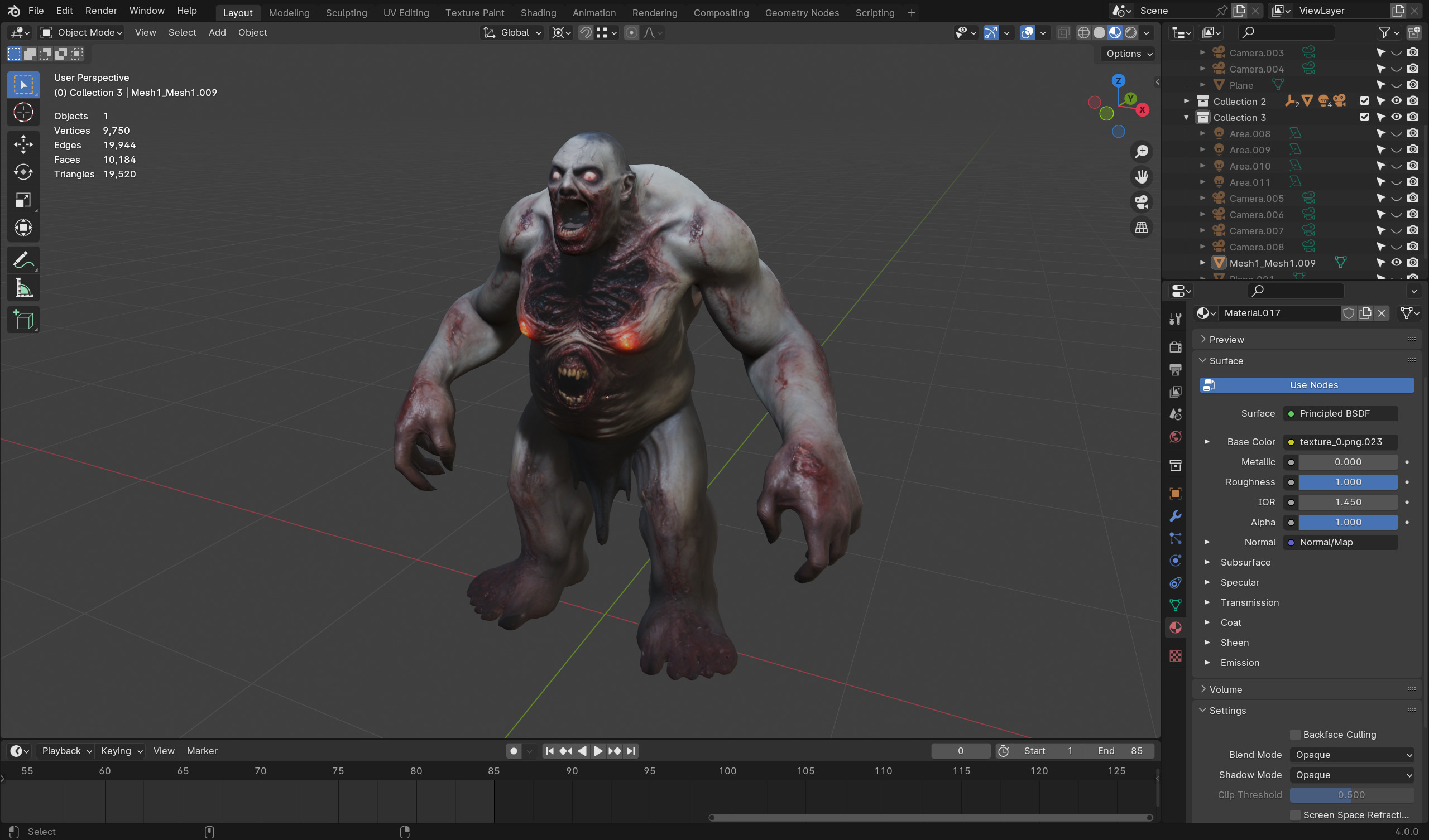 Bulky Male Zombie - Low Poly Ready for Rigging Low-poly 3D model_4