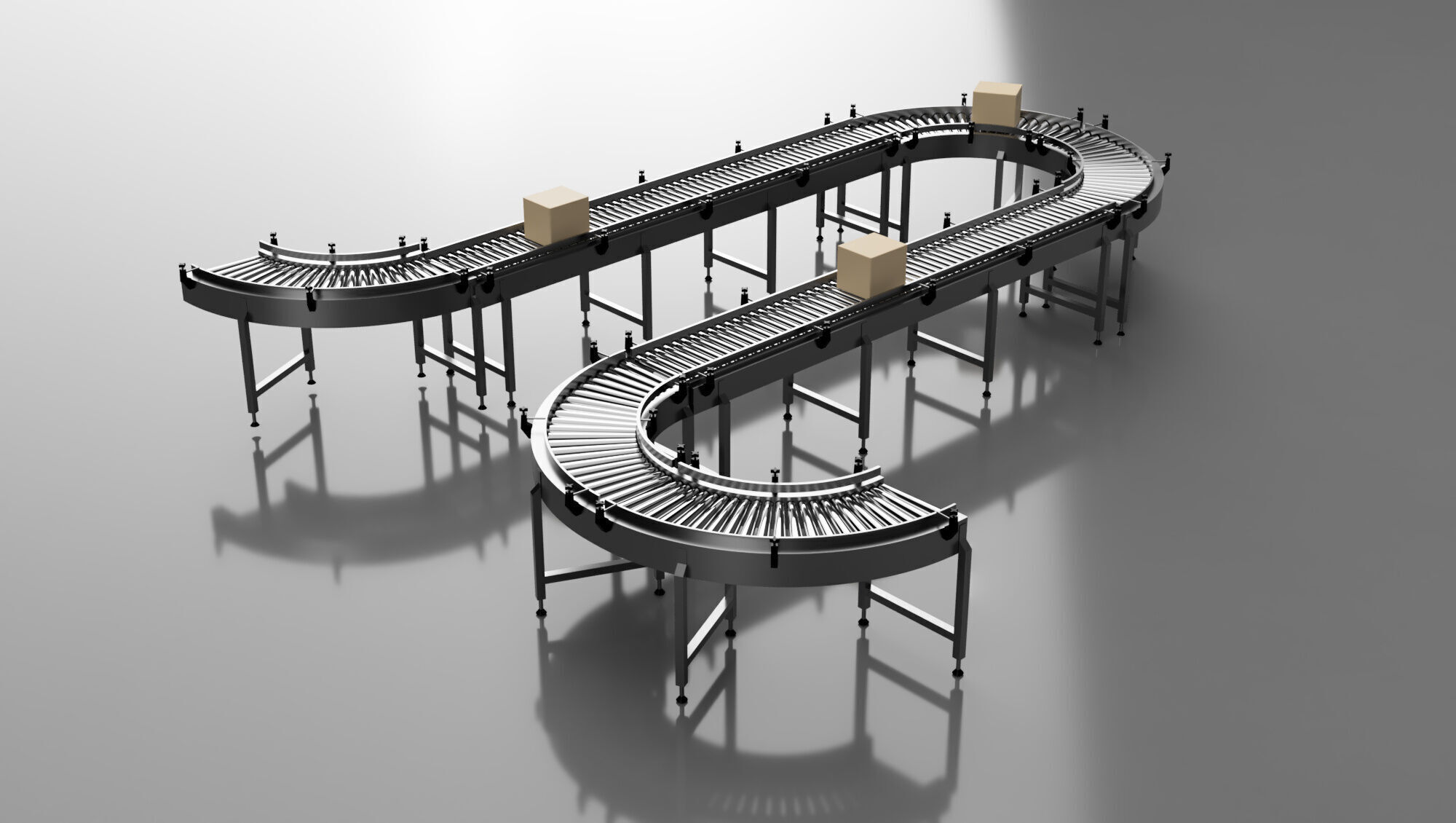 Roller Conveyor Belt 3D Model Assembly 3D model_14