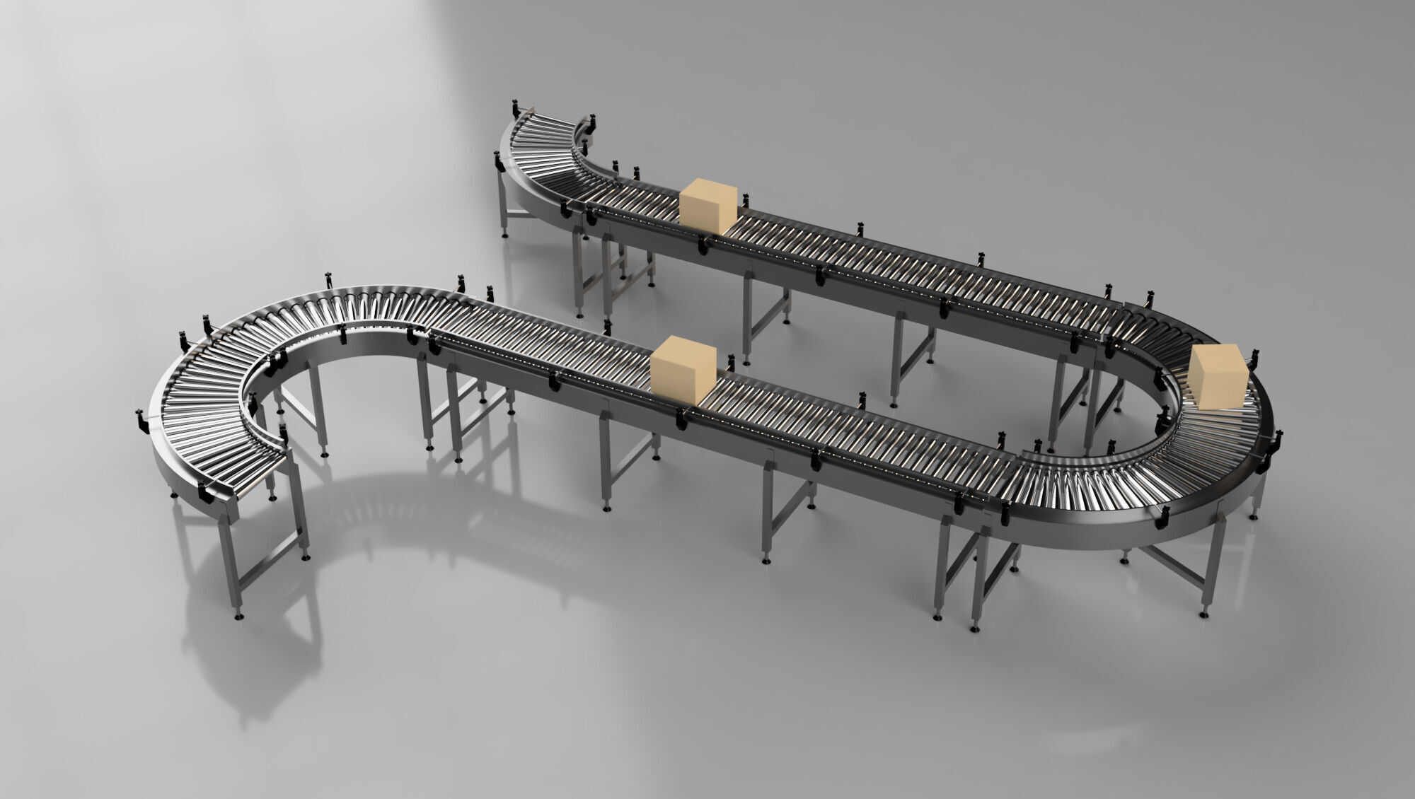 Roller Conveyor Belt 3D Model Assembly 3D model_4