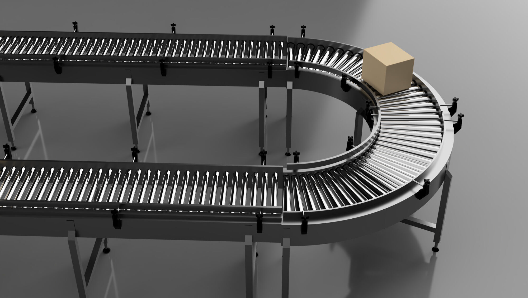 Roller Conveyor Belt 3D Model Assembly 3D model_12