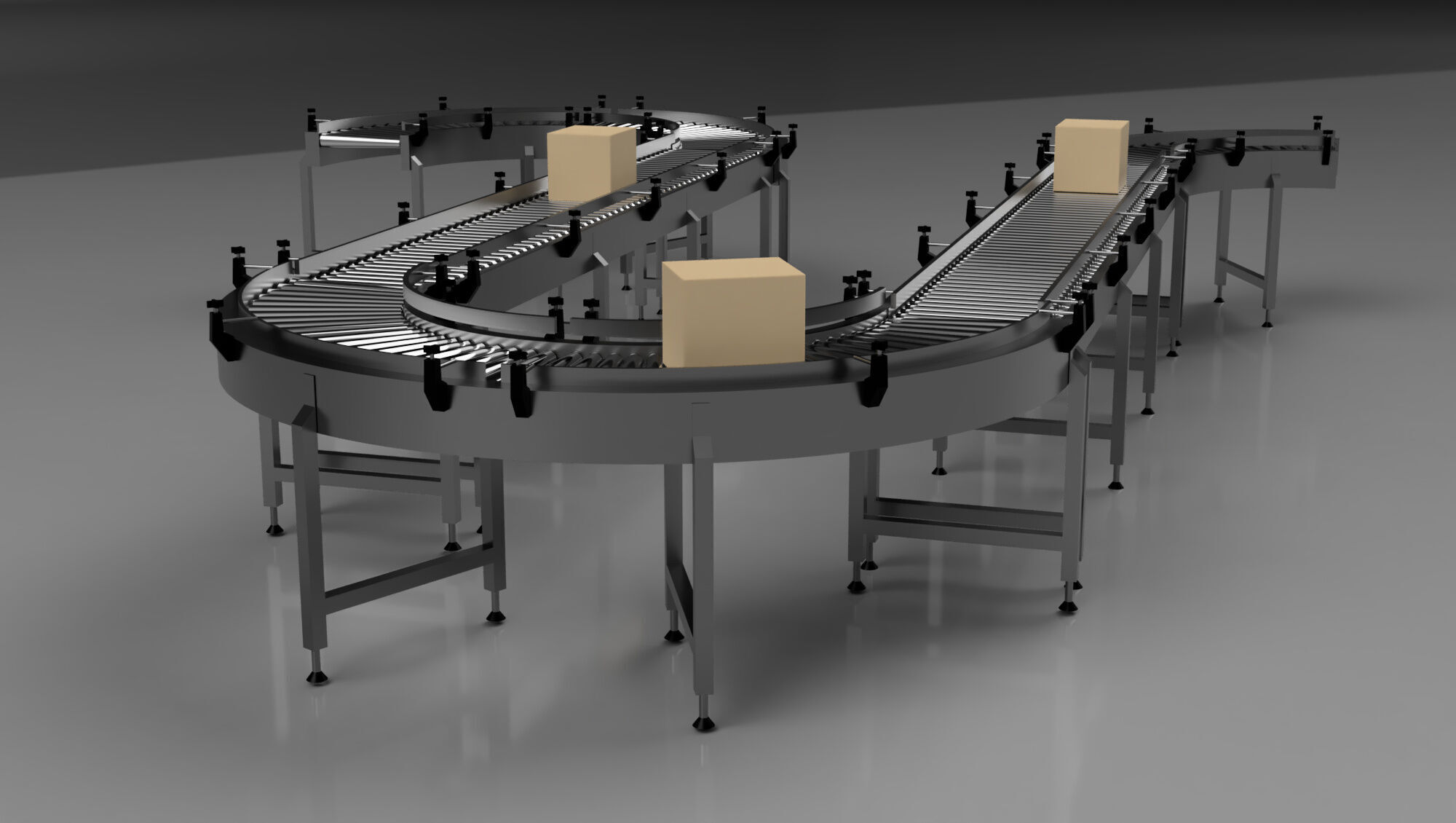 Roller Conveyor Belt 3D Model Assembly 3D model_8