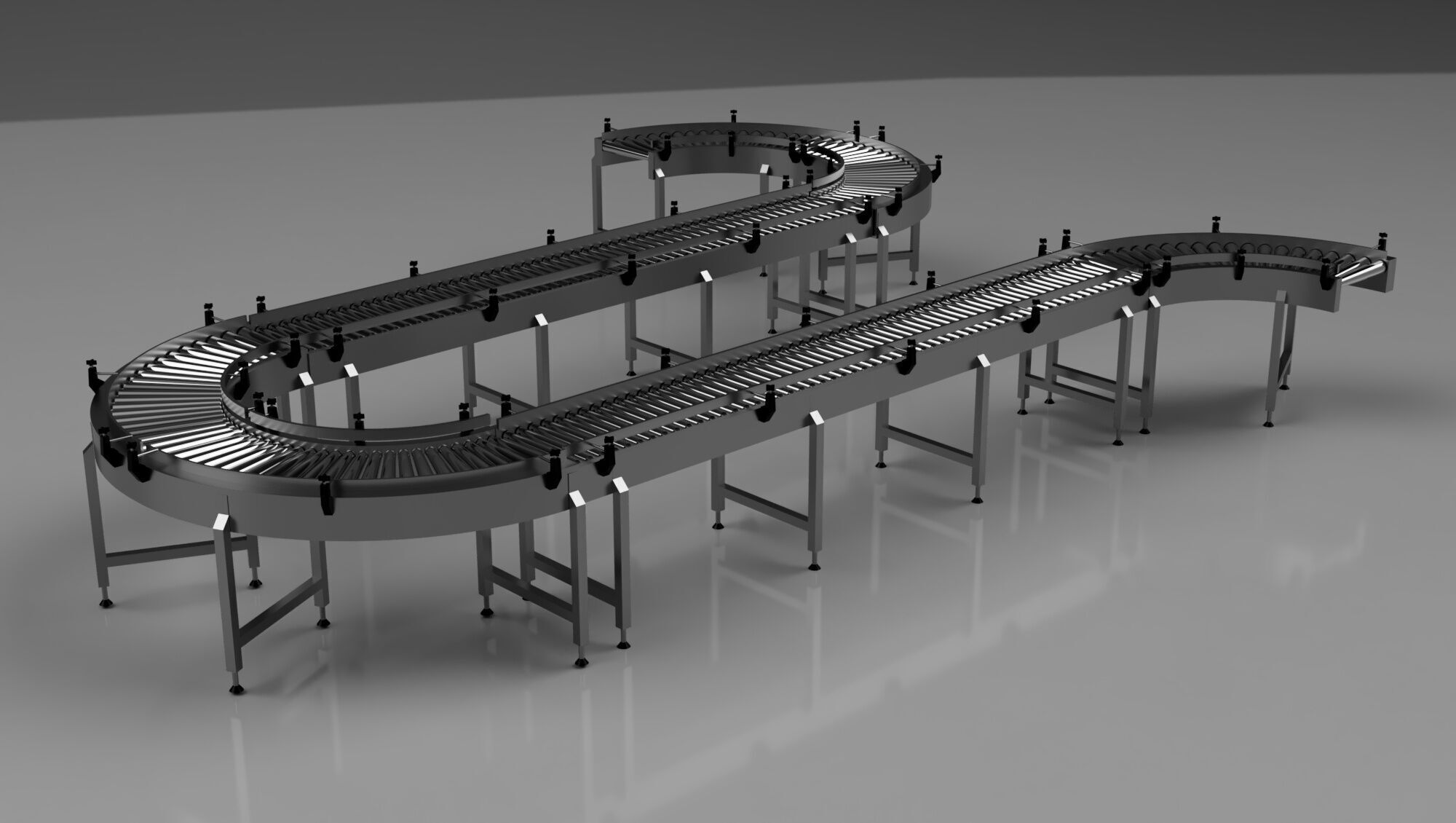 Roller Conveyor Belt 3D Model Assembly 3D model_13