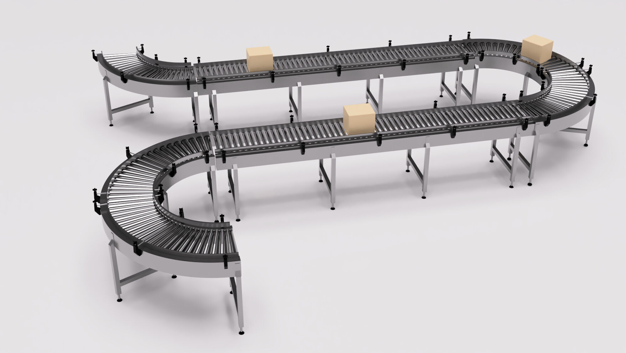 Roller Conveyor Belt 3D Model Assembly 3D model_2