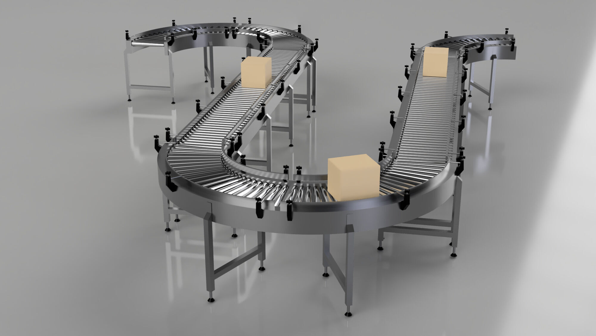 Roller Conveyor Belt 3D Model Assembly 3D model_17