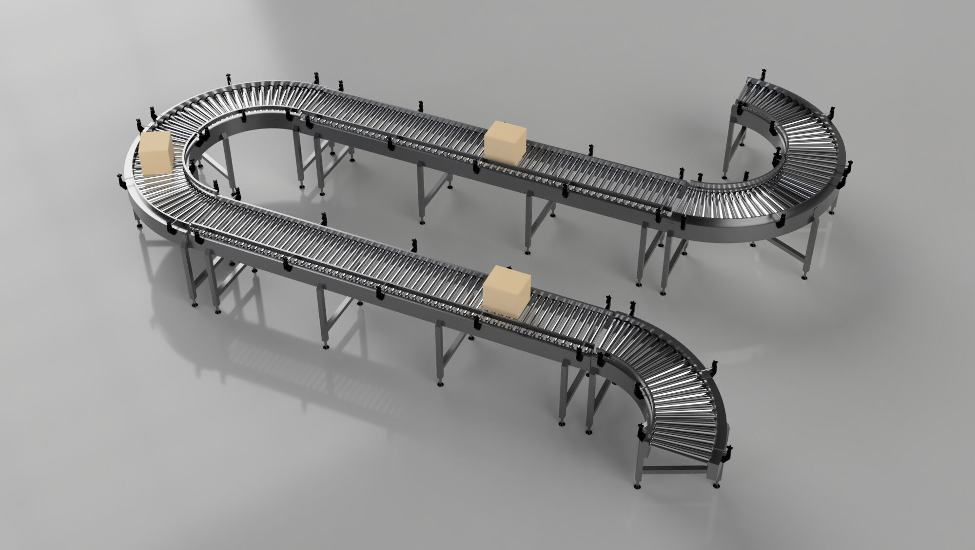 Roller Conveyor Belt 3D Model Assembly 3D model_16