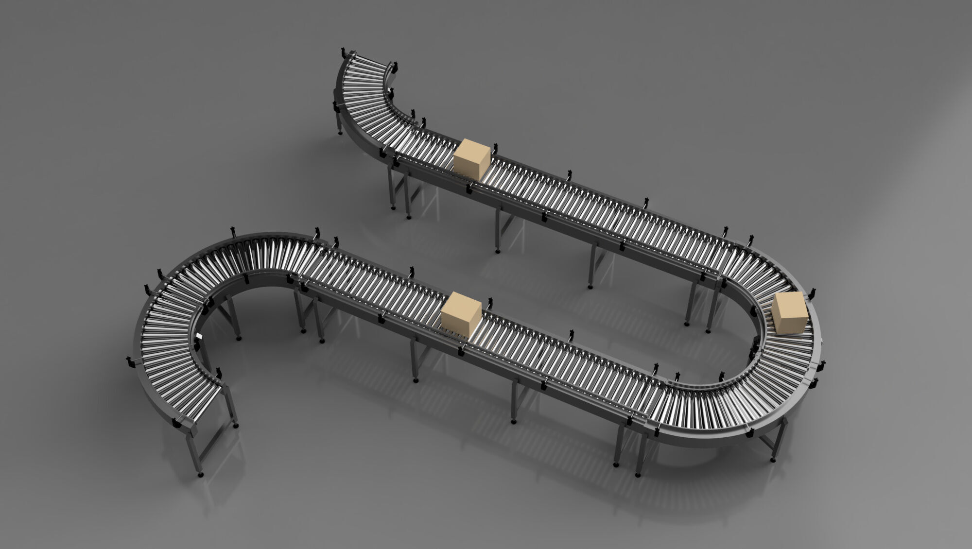 Roller Conveyor Belt 3D Model Assembly 3D model_1