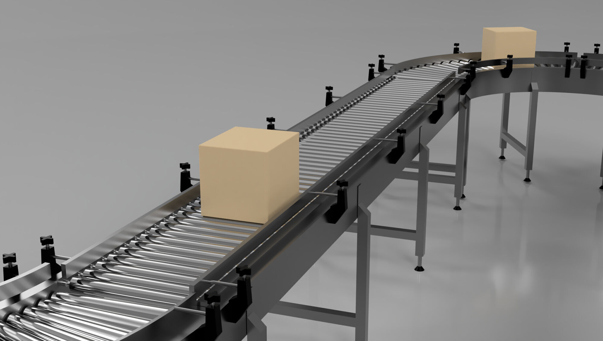 Roller Conveyor Belt 3D Model Assembly 3D model_19