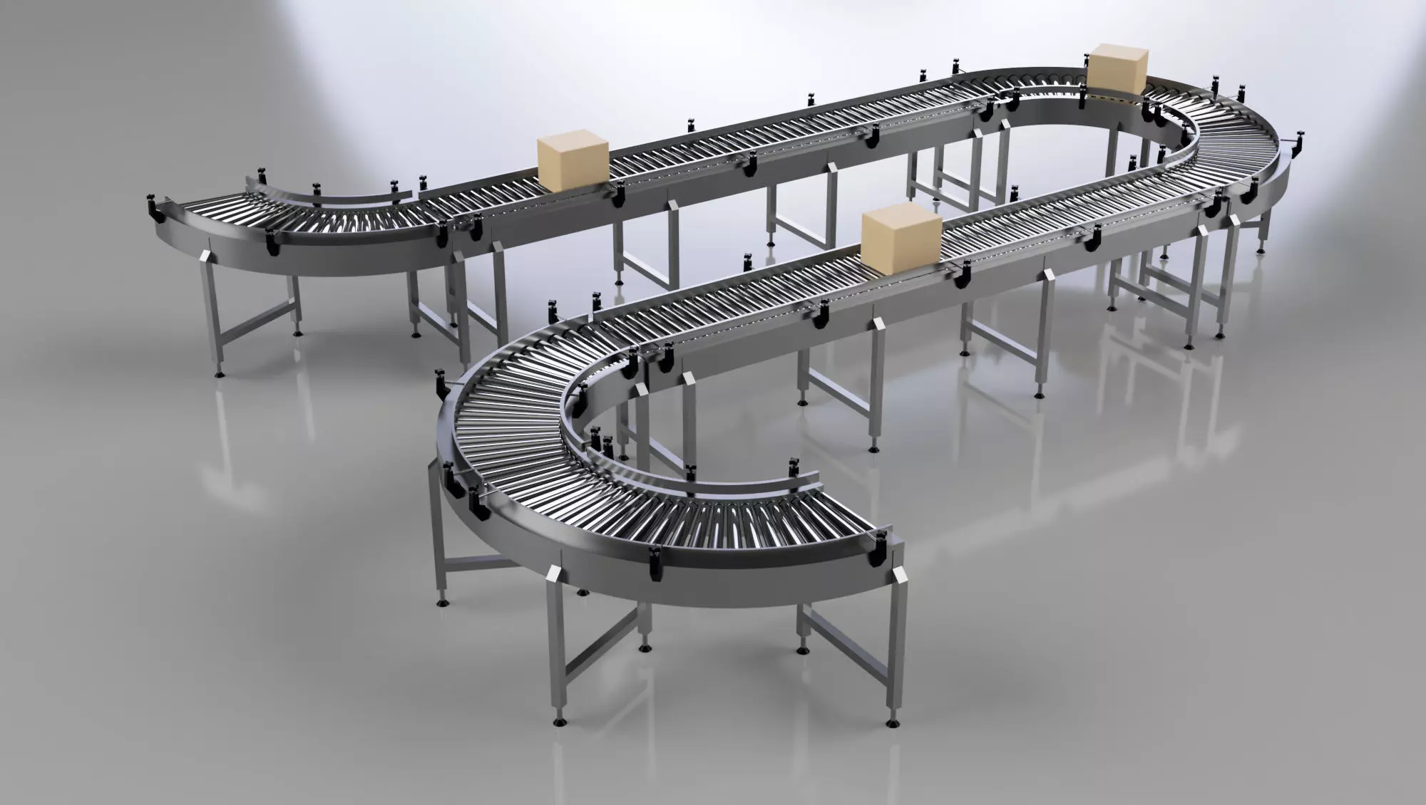 Roller Conveyor Belt 3D Model Assembly 3D model_0