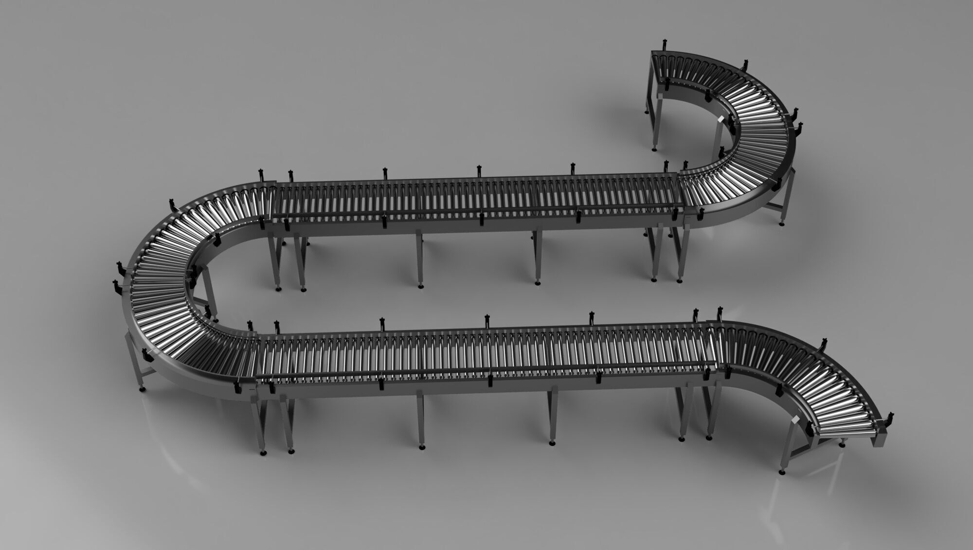 Roller Conveyor Belt 3D Model Assembly 3D model_10