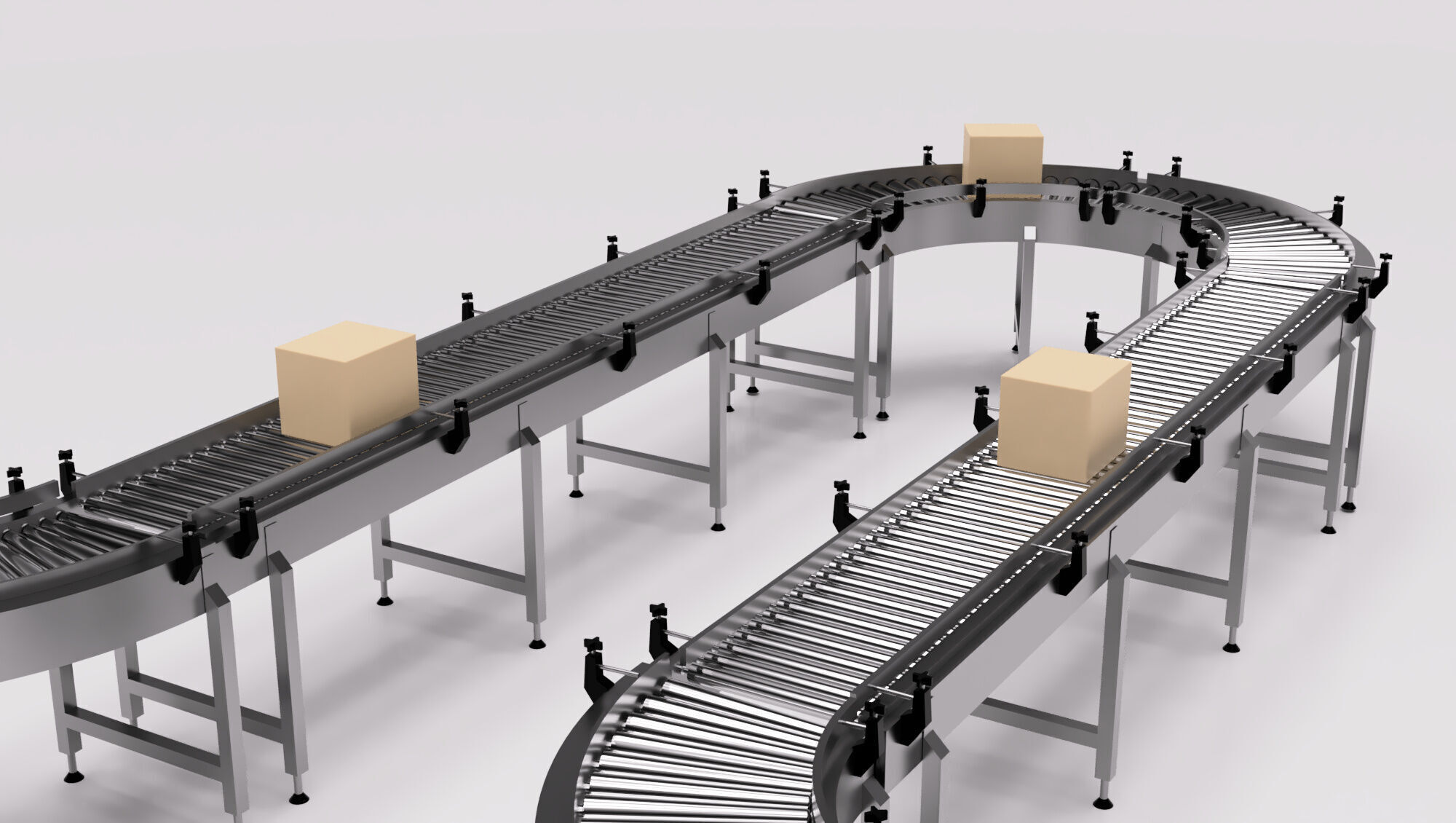 Roller Conveyor Belt 3D Model Assembly 3D model_3