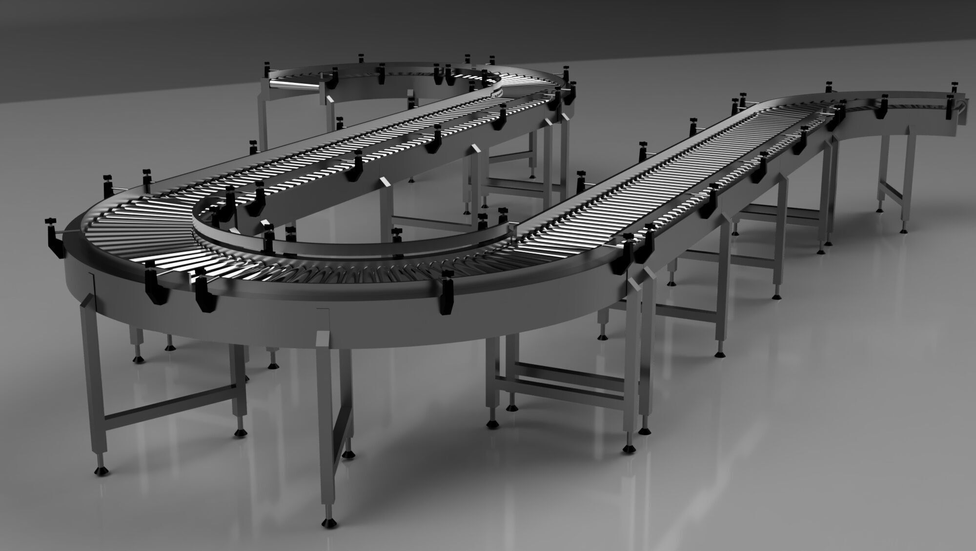Roller Conveyor Belt 3D Model Assembly 3D model_9