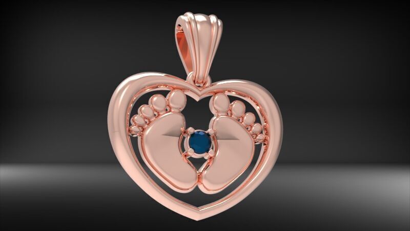 Baby Feet Necklace Birth Pendant 3D print model_3
